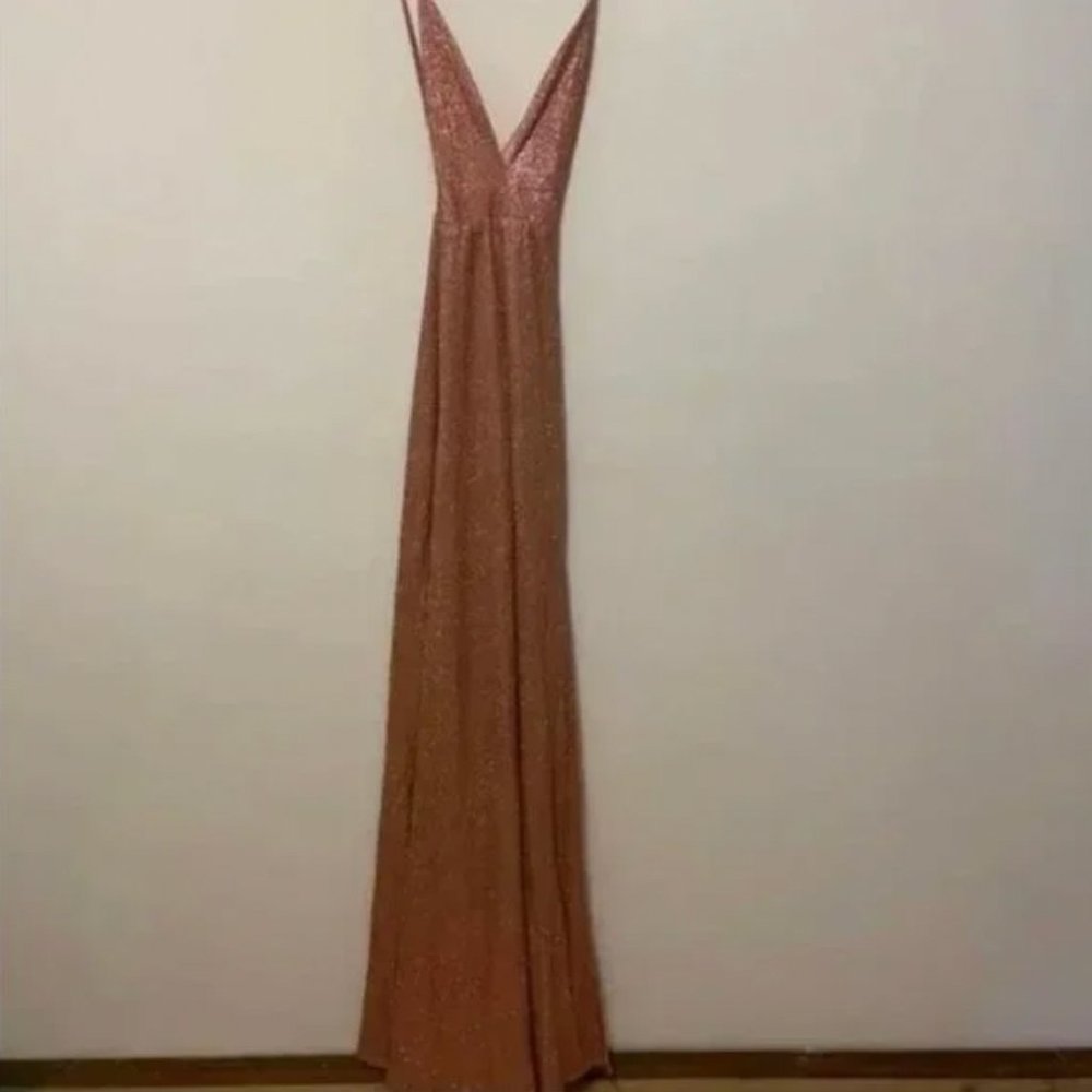 Fashion Nova pink glitter maxi slit dress